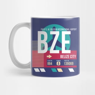 Belize City (BZE) Airport Code Baggage Tag E Mug